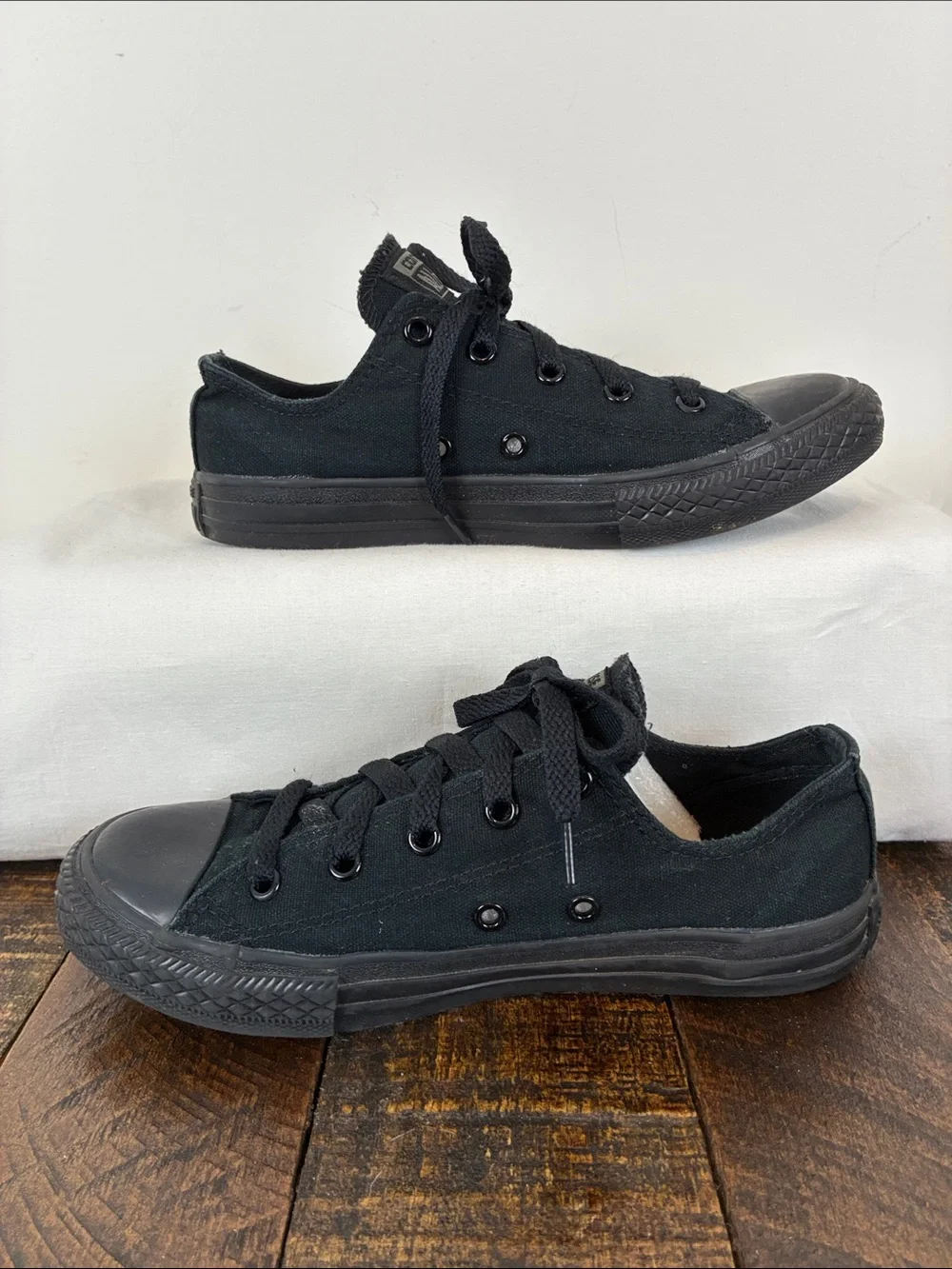 Converse Kids 3 All Black Low Top Canvas Sneakers Lace Up All Stars Chuck Taylor